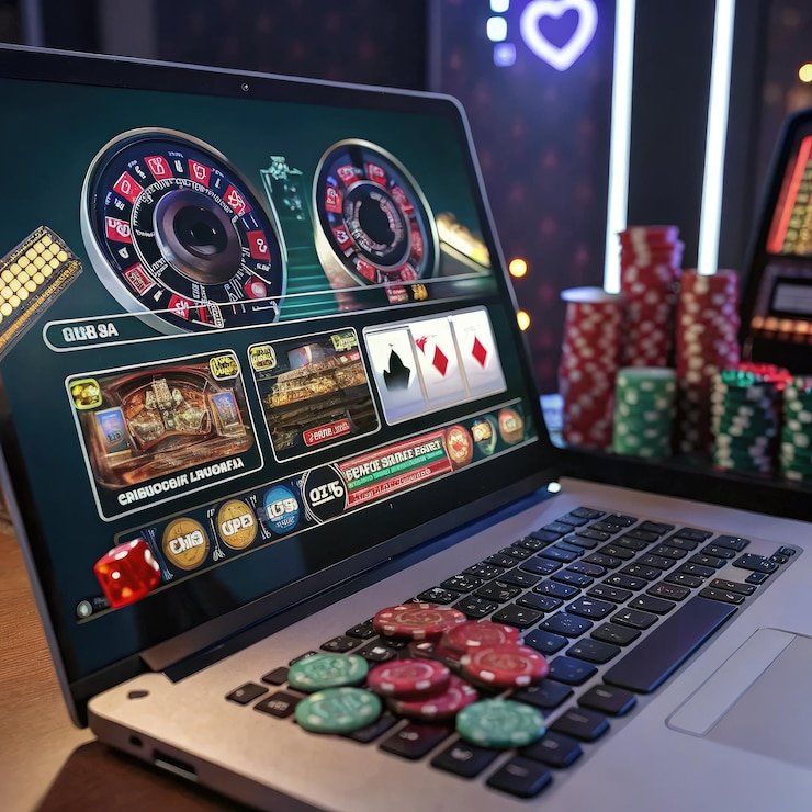 Ilustrasi keamanan data digital dengan gembok dan simbol privasi pada layar perangkat